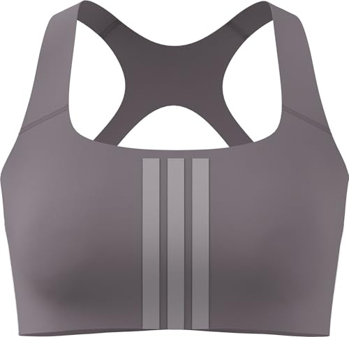 adidas Women's Optime Workout 3-Stripes Medium Support Bra, preloved fig/Ice Purple, S
