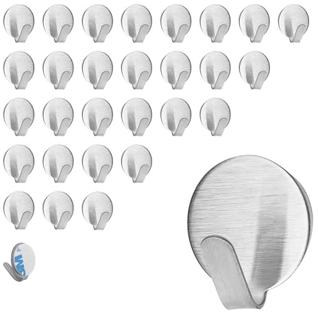 txuzong 30 Piezas Ganchos Adhesivos para Pared, Colgador Adhesivo Pequeño, Gancho Adhesivo Redondo no Requiere Perforación, Adecuadas para Baño, Aseo, Cocina, Oficina