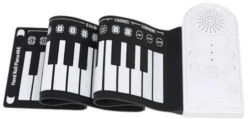 KAILIKETIY 49-key Portable Roll-up Electronic Piano Foldable Hand Roll Keyboard White Midi Support for Travel and Storage