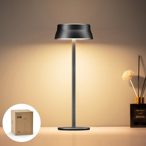 Philips Tischlampe Kabellose 1 Stück, Portable LED Akku Tischleuchte mit 2 stufig höhenverstellbar, Touch Stufenlos Dimmbar Nachtlicht, Wasserdicht für Schlafzimmer, Schwarz