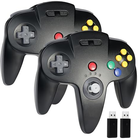 miadore 2 Pack Wireless USB N64 Controller, 2.4G USB Gamepad Joystick for Windows PC, MAC, Raspberry Pi and Switch (Black)