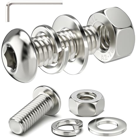 10Sets M6 x 16mm Button Head Socket Bolts Screws and Nuts
