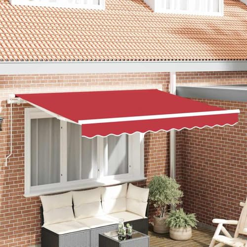 QJBSAVVA Einziehbare Markise 350x200 cm Rot Polyester Aluminium Gelenkarmmarkise Moderne Terrassenüberdachung Wandmontage für Balkon Garten und Außenbereich