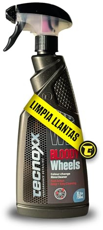 Tecnoxx Limpiallantas Férrico Efecto Sangrado 750mL - Bloody Wheels | Limpiallantas descontaminante férrico ph neutro Sin frotar, elimina polvo de freno y óxido Todo tipo de llantas