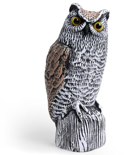 OFFO Taubenabwehr, Vogelscheuche Eule, Vogelabwehr Eule Attrappe,Taubenabwehr Vogelattrappe, Effektive Vogelabwehr für Balkon, Terrasse, Garten, ​Groß, Runde Ohren