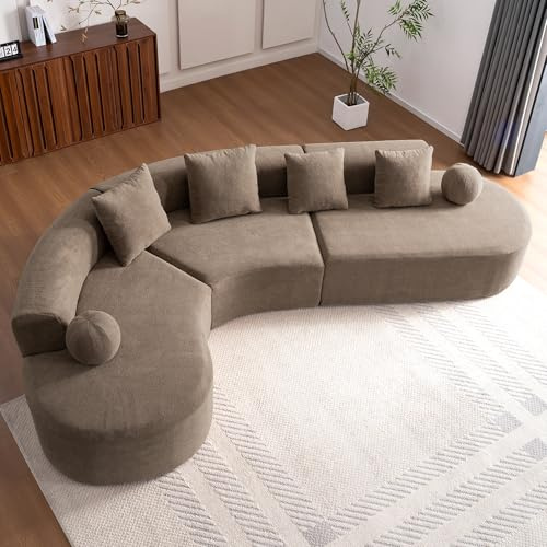 Luscriate XXXL Cloud Ecksofa 327 cm L-Form – Großes bodennahes Sofa ohne Montage, extra Tiefe Sitzfläche, wolkenweicher Komfort, modernes Big Sofa für Wohnzimmer 5-Sitzer Braun (Brown-5S)