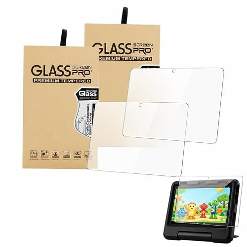 Ucfalfo 2 Pack Screen Protector for 8 Inch Kids Tablet 2024, Tempered Glass Film 9H Hardness HD Clear Anti Scratch Bubble Free, Compatible with 8 Kids Tablet