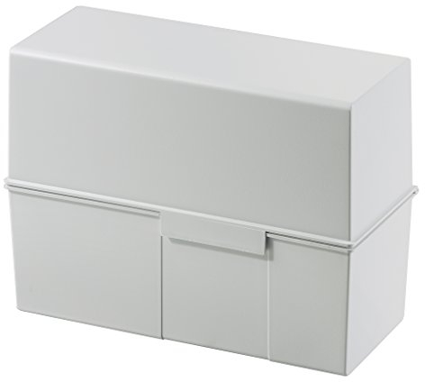 HAN Karteibox DIN A5 quer, innovative, übersichtliche Lernkartei, moderne Design Lernbox für 500 Karteikarten mit Stahlscharnier, 975-11, lichtgrau
