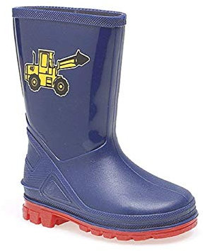 StormWells - StormWells PUDDLE Boys Wellingtons Boots - Navy Blue/Red PVC, Small Kids UK 3 / EU 19
