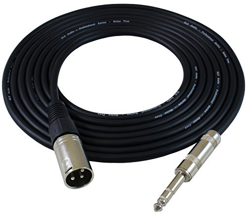 GLS Audio 25ft Patch Cable Cords - XLR Male to 1/4 TRS Black Cables - 25' Balanced Snake Cord (Note: This is NOT A MIC Cable!)