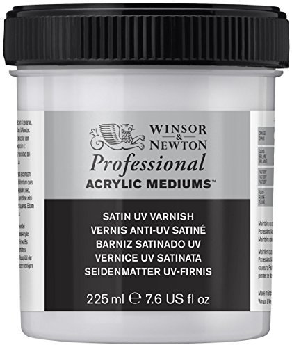 Winsor & Newton Mediums para acrílico profesional-barniz satinado UV, 225 ml, para proteger trabajos artísticos, con agente protector contra rayos UV