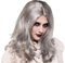 Amscan 842249-55 - Perücke Zombie, langes Kunsthaar, Langhaar, Locken, grau, alte Frau, Hexe, Gothic, Erwachsene, Damen, Halloween, Karneval, Mottoparty