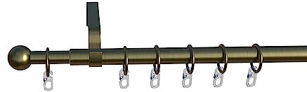 Tilldekor Komplettset, ausziehbare Gardinenstange Formentor, messing-antik, Ø 16/19 mm, 1-Lauf, 120-230 cm, inkl. Trägern und Ringen