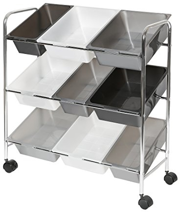 Seville Classics Rollwagen mit 9 Aufbewahrungsboxen, Metall Silber 81.6 x 35.5 x 87.6 cm