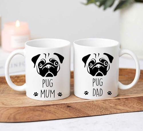 60 Second Makeover Limited Pug Mum Pug Dad Mug Set Big Couples Husband Wife Boyfriend Girlfriend Gift Christmas Cup Ceramic