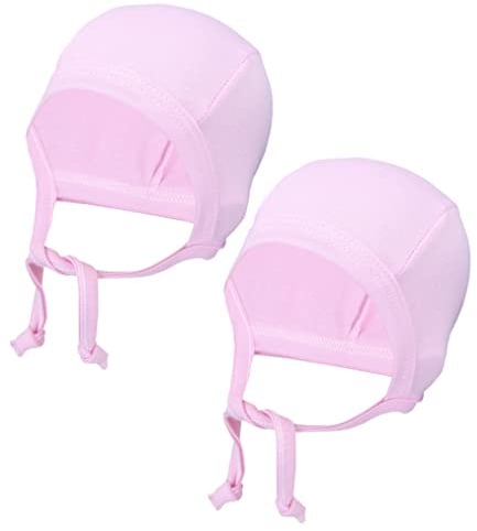 TupTam Unisex Baby Erstlingsmütze zum Binden 2er Pack, Farbe: Rosa, Größe: 62-68