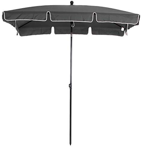 Outsunny Sombrilla de Jardín de Aluminio 198x130x245 cm Parasol de Jardín Rectangular con Función de Inclinación para Terraza Patio Exterior Gris