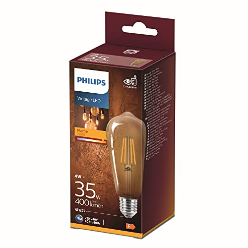 Philips LED Classic E27 Vintage Lampe, 35 W, Vintage Dekolampe, Tropfenform, gold, klar, warmweiß, 1 Stück (1er Pack)