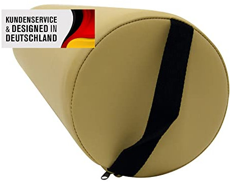 Promafit Massage Lagerungsrolle mit Griff für die Massageliege - Vollrolle Knierolle mit PU-Bezug wasserabweisend (Mokka Beige)