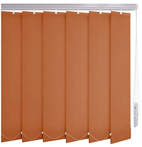 Sonnenschutz-HH® - Lamellenvorhang orange-terracotta - Breite 185 cm x 320 cm Höhe - Office Verdunkelungslamellen für Bildschirmarbeitsplätze Lamellenbreite 127mm Vertikaljalousie Vertikalanlage