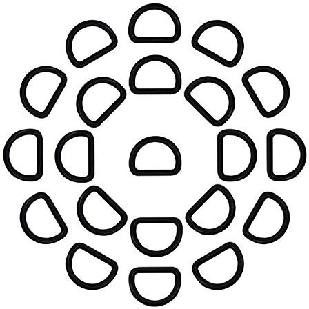 Trimming Shop 20pcs 25mm Plastic D Rings Semi-Circular D Ring Buckle Clips Fastening Adjustable Webbing Strap for Purse, Keychains, Repairing Bags, Pet Collars, DIY Projects, Arts and Crafts