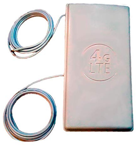 Antena Panel 4G Wonect Exterior Mimo 48dBi 3G WiFi largo alcance Incluye soporte para mástil de antena. Blanca. Antena potente compatible bandas 4G,LTE Conector SMA Macho Incluye cable (15 metros)