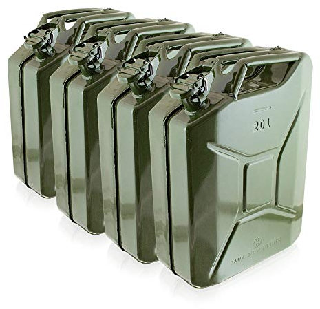 BITUXX® Stahl Benzinkanister Kraftstoffkanister Kanister UN Zulassung (4x 20 Liter)