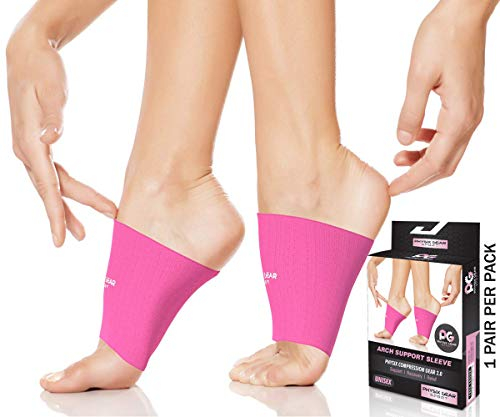 Physix Gear Fussbandage Mittelfuss sofortige Schmerzlinderung bei Plattfuss, Spreizfuss, Fersensporn, Plantar Fasciitis Fubandage Mittelfu mit Fussgewlbe Support Plattfu Einlagen PINK XL