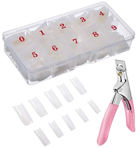 500 Stücke Falsche Nägel Natürliche, Transluzentes Französisch Acryl Kunst Französisch Fake Nägel Tipps, Natürliche Künstliche Gefälschte NageldesignTipps mit Box für Damen Mädchen