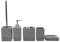 BM 4392 Set Accessori Bagno 4 Pezzi in Resina Grigia, Superficie Strutturata, Completo con Dispenser, Portaspazzolino, Portasaponetta e Portascopino, Stile Moderno Elegante