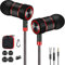 Auriculares, Jack 3.5 mm, con Reducción de Ruido de Radio , con Cable y Microfono, Headphones Wired, wired earbuds, Earphones, In ear, con Microfono Pc, Sonido Bajos Potentes, para Empresas Ordenador