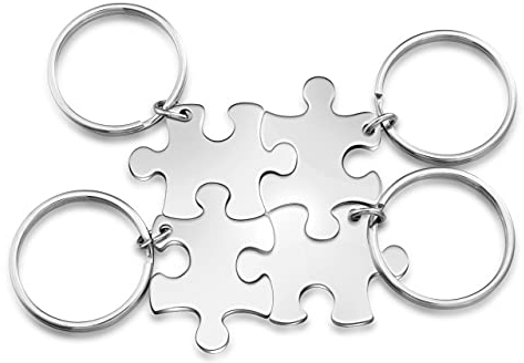 Sunligoo Puzzle Schlüsselanhänger mit Personalisierter Gravur BFF Freundschafts Schlüsselring für 4 Geschenke für Schwester Familie