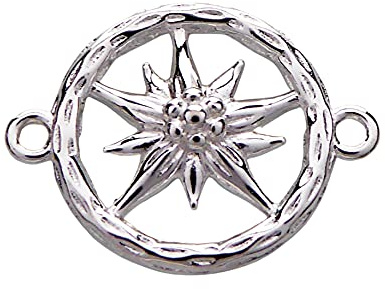 2 Stk. 925 Sterling Silber Verbinder Edelweiß im Ring zur Herstellung von Armband und Halsketten Schmuck