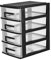 HEALLILY Desktop Storage Drawers Stackable Plastic Drawer Unit Plastic Storage Drawer Storage Box Shelf 4- Drawer Organizer Unit for Office Bedroom