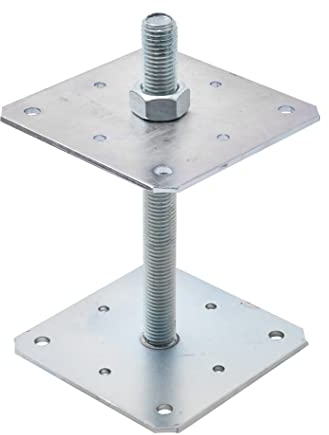 TRIBECCO® Support de poteau, vertical, réglable, (160 x 160 x 250 cm/filetage M 24), pied de support/de sol réglable en hauteur, galvanisé, en béton, à visser