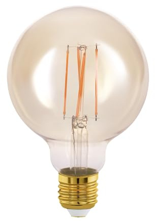 EGLO connect.z Smart-Home LED Leuchtmittel E27, G95, ZigBee | App und Sprachsteuerung Alexa, dimmbar, warmweiß, 500 Lumen, 5,5 Watt, Vintage-Glühbirne amber