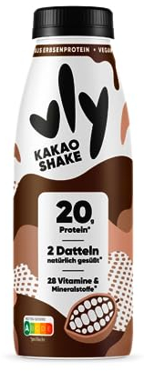 vly Kakao 400ml Flasche - Veganer Kakaodrink + 20g Protein ohne Zucker-Zusatz | Schoko Drink proteinreich & kalorienarm aus Erbsenprotein Schokodrink Schokolade Milchalternative Eiweiß Proteindrink