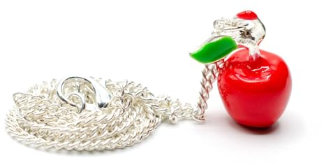 Miniblings Apfel Halskette - Handmade Modeschmuck I Kette Obst Frucht Äpfel 45cm - Gliederkette versilbert