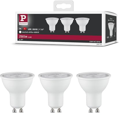 Paulmann 28930 LED Lampe Reflektor 3er Set 3x250lm 36° 3x3,5 Watt Leuchtmittel Weiß matt 4000 K GU10