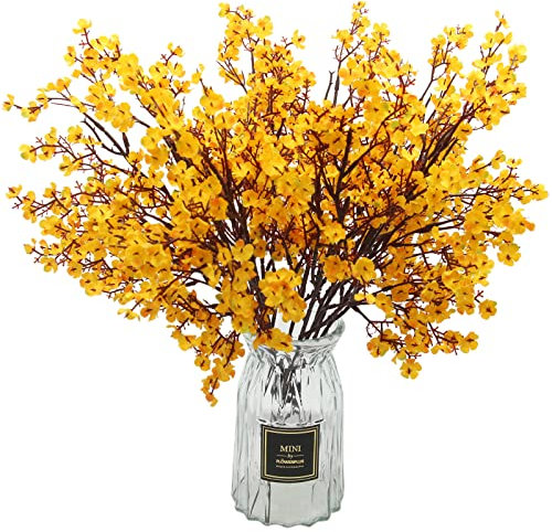 Hananona Künstliches Schleierkraut aus Seide, für Herbst, Blumenarrangement, herbstliche Tischdekoration, Heimdekoration, Orange, 10 Stück