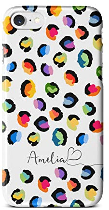 iCaseDesigner Personalised Name with Heart Animal Print Phone Case Compatible with iPhone 7+ / 8+ Plus. 2. Watercolour Leopard Print