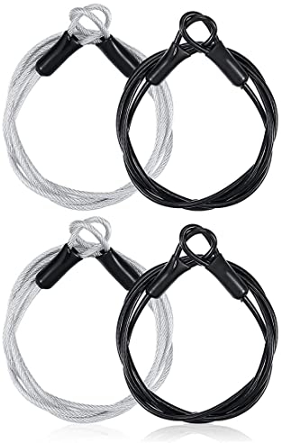 VIVIIHOO Ummanteltes Stahlseil-4 Stück Leichtes Sicherheitskabel mit Ösen Gepäckschloss mit Kunststoff ummantelt Sicherung für Reisen im Freien3 mm, 40 Zoll lang