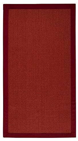casa pura Sisal Teppich Läufer rot auch ideal für Katzen Rutschfester Teppich waschbar per Hand waschbar für Flur, Balkon, Wohnzimmer, Schlafzimmer 70 x 130 cm