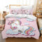 PQCXXA Kinder Einhorn Bettwäsche Mädchen-Bettwäsche Set Rosa 3D Cartoon Einhorn Bunt Blume drucken Bettbezug Set mit Reißverschluss und Kissenbezug 50x75cm (Rosa Sterne, 200x200 cm)