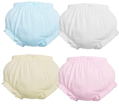 Billion Xin Höschen Packung mit 4 Baby Unterwäsche Kleinkinder Packung Komfort Elegant Uni-Farbe mit Prinzessin Rüschen Unterhose Unterwäsche für Baby Mädchen
