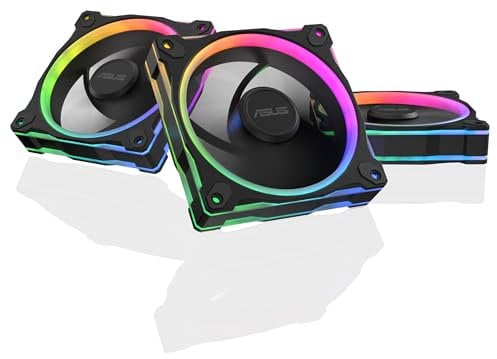 ASUS PRIME MR120 ARGB (Noir) – Lot de 3 ventilateurs de boîtier 3 en 1 (120mm PWM, 20 ARGB LED, vitesse du ventilateur de 1600 tr/min, débit d'air de 58 CFM, cadre de 28 mm d'épaisseur, Aura Sync RGB)