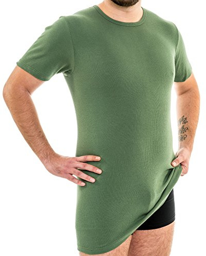 HERMKO 3847 Herren extralanges Kurzarm Shirt (+10cm) Unterhemd mit 1/4 Arm aus 100% Baumwolle (Feinripp)