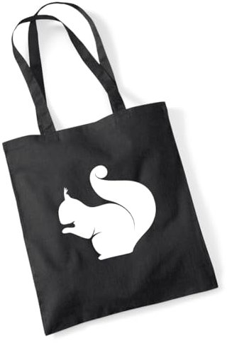 Huuraa Jutebeutel Eichhörnchen Silhouette Geschenk 10 Liter Black Baumwolle Eichhörnchen Präsent