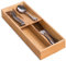 guiogc Bamboo Silverware Drawer Organizer, Kitchen Small Silverware Organizer, Utensil Tray Holder, Cutlery Tray for Spoons, Forks, Knives, Suitable for a family of 2-4