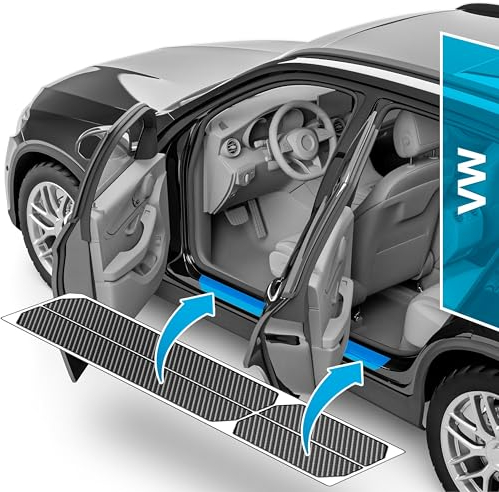 uProtect Auto Einstiegsleisten Schutz für VW T6 I 2015-2024 - Schutzfolie Autotür Zubehör Zierleisten Lackschutzfolie Carbon Schwarz